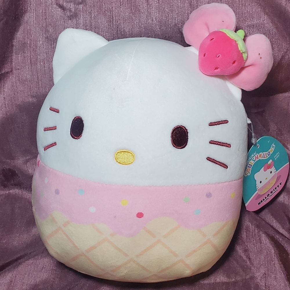 Sanrio Hello Kitty Ice Cream Plush in Pink and White NWT